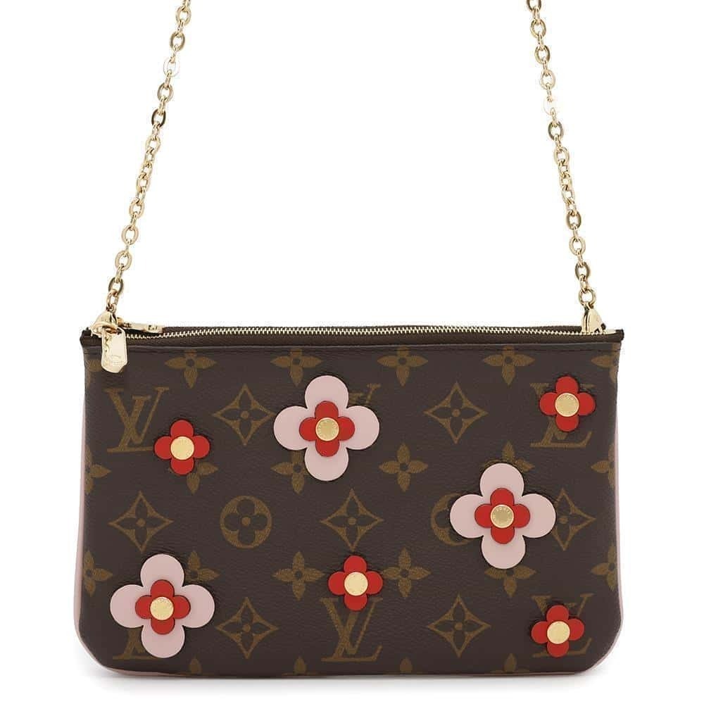 Louis Vuitton Chain Shoulder Bag Double Zip Blooming Flower
